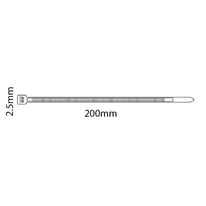 Cable Ties 200mm X 2.5mm - Black (Narrow) (CST.3P)